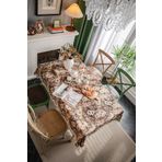 Plancholo Boho Tarzı Dikdörtgen Masa Örtüsü Vintage Kahve Çiçek Desenli Jakarlı Masa Örtüsü Püsküllü Toz Geçirmez Yıkanabilir Mutfak Yemek için Masa Örtüsü (130 x 250 cm)