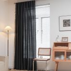 Plancholo Çizgili Boho Yarı Karartma Perdesi Çiftlik Evi Tarzı Pamuklu Keten Perde Püsküllü Çubuklu Cep Pencere Örtüsü Yatak Odası Oturma Odası için (149 cm G x 220 cm L, 1 Panel, Siyah)