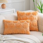 Plancholo Fall Pumpkin Dekoratif Kırlent Kılıfı 2'li Set Yumuşak Peluş Suni Kürk Yün Yastık Kılıfı Kanepe Kanepe için (Sarı, 50 x 50 cm)