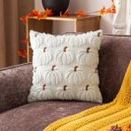 Plancholo Fall Pumpkin Kırlent Kılıfı Yumuşak Peluş Suni Kürk Yün Minder Kılıfı Kanepe Kanepe için (Beyaz-Kahverengi, 30,5 x 50 cm)