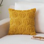 Plancholo Fall Pumpkin Kırlent Kılıfı Yumuşak Peluş Suni Kürk Yün Minder Kılıfı Kanepe Kanepe için (Sarı, 45,7 x 45,8 cm)