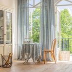 Plancholo Gri Boho Perde 226 cm Uzunluk 1 Panel İşlemeli Çizgili Çiftlik Evi Pamuklu Keten Yarı Karartma Perdesi Püsküllü Çubuk Cep Örtüsü Yatak Odası ve Oturma Odası için (139,7 cm G x 243,8 cm U)