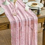 Plancholo Pembe Gazlı Bez Masa Örtüsü 71 İnç Uzun Simli Metalik Folyo Şeffaf Evlilik Yıldönümü Tatil Doğum Günü Yemek Masası Dekoru Ev Partisi için, 70x188 cm