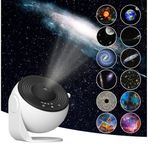 Planetaryum Galaksi Projektörü Gece Lambası - 12 Adet Full HD Uzay Projeksiyon Diski, Ayarlanabilir Odak Uzunluğu, Zamanlayıcılı, Çocuklar İçin Planetaryum Gökyüzü Projektör Gece Lambası