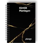 Plango Siyah - Gold Günlük Planlayıcı Defter - Daily Planner - Ders Çalışma Planlayıcı Defteri - Planlama Defteri