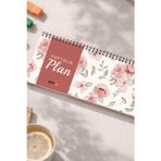 Plango Tarihsiz Spiralli Haftalık Masaüstü Planlayıcı - GÜL - 10x30 cm