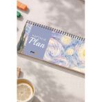 Plango Tarihsiz Spiralli Haftalık Masaüstü Planlayıcı - MAVİ SULU BOYA - 10x30 cm