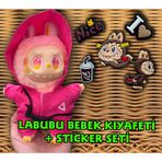 Plankton Tasarım Squid Game Labubu Kıyafeti ve Aksesuar - Sticker Seti Hediye (Bebek dahil değildir)