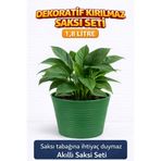 plant-home Akıllı 2’li Saksı Seti – Yeşil Dekoratif Saksı + Şeffaf Üretim Saksısı | Drenajlı, Kırılmaz