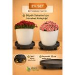 Plant Home Power Mix 2’li Set Tekerlekli Saksı Altlığı – Bitki, Damacana ve Hava Difüzörü Için Çok Amaçlı Taşıyıcı