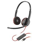 Plantronics Blackwire 3220 Kablolu Kulaklık (Plantronics) - Gürültü Önleyici Mikrofon - Stereo Tasarım - USB-C veya USB-A ile PC/Mac'e bağlanın - Ekiplerle Çalışır, Yakınlaştırma - Amazon Exclusive