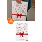 PlasandPlus Dayanıklı Güçlendirilmiş No 2 Kulplu Kurdele Fiyonk Baskılı Takviyeli Poşet 39x25 Cm 50l
