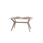 PLASMOB 80X120 MDF Mutfak Masası (Sadece Masa) Salon Masası Balkon Masası Viktoria Serisi-Traverten/Capiçino