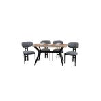 PLASMOB 80x120 Mutfak Masası Takımı 1 Masa + 4 Sandalye Salon Masası Viktoria Model-Ceviz/Siyah