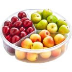 Plastart Fresh Box Yuvarlak 3 Bölmeli Saklama Kabı Şeffaf