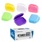 PlastCare USA 12'li Muhtelif Tutucu Kutu Kutu Ayrı Mühürlü, Diş Saklama Kabı Hizalayıcılar için, Ağız Koruyucular - Sarı, Beyaz, Pembe, Yeşil, Mor, Mavi