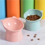 Plastik 2 Adet Eğimli Mama ve Su Kabı Boyun Koruyucu Kedi Köpek Mama Kabı Evcil Hayvan Mama Kasesi Mama Kabı - Çok Renkli