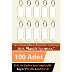 Plastik Anahtarlık Etiket Kimlik İsimlik Yazı Yazmalık Emlakçı Anahtarlığı Beyaz Renkli 100 Adet