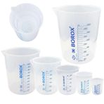 Plastik Beher Ölçü Kabı - Maşrapa Mavi Skala - 6 Farklı Hacim Toptan Set