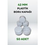 Plastik Boru Kapağı 42 MM (50 Adet) - Açık Gri