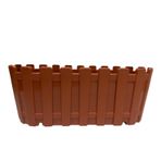 Plastik Çit Desenli Balkon Saksısı, Terracotta Rengi, Dikdörtgen, Çiçeklik toprak rengi 28x12