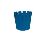 Plastik Çit Desenli Saksı, Mavi, Yuvarlak, İç ve Dış Mekan Kullanımı için 13x12 cm