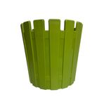 Plastik Çit Desenli Saksı, Yeşil, Yuvarlak, İç ve Dış Mekan Kullanımı için 16x15 cm