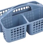 Plastik Duş Caddy Sepeti Bölmeli Temizleme Kutusu, Banyo Taşınabilir Depolama Yardımcı Caddy Tote Duş Temizleme Ürünleri ve Organizasyon için, Mavi