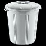 Plastik Fıçı Tip Kapaklı Yuvarlak Klasik Çöp Kovası Kutusu Konteyneri - 51,5 / 56 / 59,5 Cm. - 90 Litre Beyaz