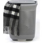Plastik Gri Örgü Desenli 52 Litre Kirli Çamaşır Sepeti 53 x 44 50-99 L Gri