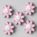 Plastik Gülücüklü Pembe Mobilya Çoçuk Odası Dolabı Kapak Kulpu Çekmece Kulbu 5 Adet - 1