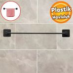 Plastik Havluluk Yapışkanlı Siyah Banyo Lavabo Mutfak Uzun Kağıt Bez Havlu Askısı Kağıtlık 39 Cm