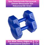 Plastik Köşeli Spor Egzersiz Vücut Kas Geliştirme Fitness Ağırlık Mavi 2 Kg Dambıl Set - 2 Adet