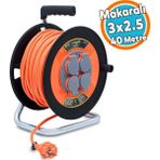 Plastik Makaralı Seyyar Kablo Kapaklı 4 Prizli Plastik Uzatma Kablosu 3x2.5 mm Cca Kablo 40 Metre - Turuncu - Siyah - 1