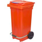 Plastik Metal Pedallı Çöp Konteyneri 120 Litre Konteyner - Isıya Dayanıklı Malzeme - Turuncu