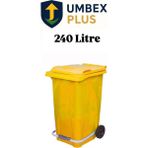 Plastik Metal Pedallı Çöp Konteyneri 240 Litre Konteyner - Isıya Dayanıklı Malzeme - - Sarı