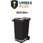 Plastik Metal Pedallı Çöp Konteyneri 240 Litre Konteyner - Isıya Dayanıklı Malzeme - - Siyah