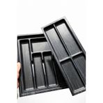 Plastik Mutfak Çekmece Düzenleyici, Siyah, 2 Parçalı Set, Kaşıklık Organizer, 35x45 cm