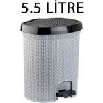 Plastik Örgülü Pedallı Çöp Kovası 5.5 Litre Gri - 5,5 lt