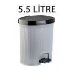 Plastik Örgülü Pedallı Çöp Kovası 5.5 Litre Gri