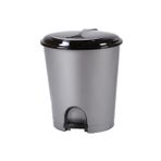 Plastik Pedallı Basmalı Kapaklı 50 Litre İç Kovalı Çöp Kutusu Kovası - Gri Gövde Siyah Kapak - 55 x 42 x 41 Cm.