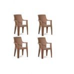 Plastik Sandalye 4 Adet Gold Balkon Bahçe Kamp Mobilya (kahve Rengi) Xömbx98