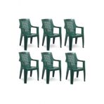 Plastik Sandalye 6 Adet Gold Koltuk Balkon Bahçe Kamp Mobilya ( Yeşil) Xömbx98