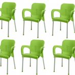 Plastik Sandalye 6 Adet Nobel Balkon Bahçe Kamp Mobilya (yeşil) Xömbx98