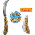 Plastik Saplı Bıçak Çakı Soğuk Aşı Macunu Profesyonel Çelik Eğri Uç Bağ Ağaç Budama Bıçağı 1 Adet