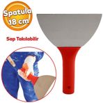 Plastik Sapli Metal Spatula Siva Duvar Macun Boya Kazima Ispatulasi 18 Cm Takilabilir Sap