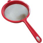 Plastik Saplı Paslanmaz Çelik Süzgeç - Kırmızı - 17 cm - Ahşap - Ceviz - Seçenek 1