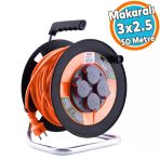 Plastik Seyyar Makaralı Kapaklı 4 Prizli Cca Kablo Uzatma Kablosu 3X2.5 Mm 50 Metre Ip44