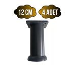 Plastik Siyah Ayarlanabilir Ayak Masa Dolap Ve Mobilya Ayağı(Siyah)(10Cm - 12Cm - 15Cm) Siyah 12Cm 12Cm - 4 Adet