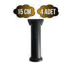 Plastik Siyah Ayarlanabilir Ayak Masa Dolap Ve Mobilya Ayağı(Siyah)(10Cm - 12Cm - 15Cm) Siyah 15Cm 15Cm - 4 Adet